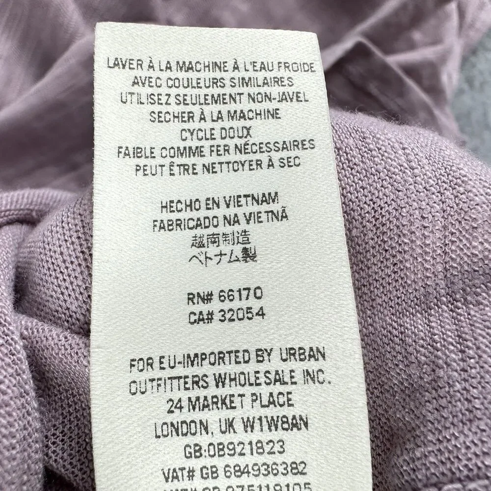 We The Free People Sundance Slub Tee Womens S Lilac Distressed Boho VNeck NEW